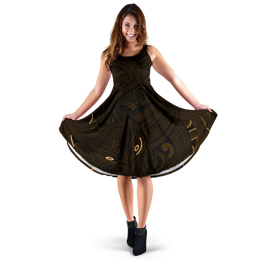 new-zealand-maori-gods-women-midi-dress-tumatauenga-god-of-war-gold