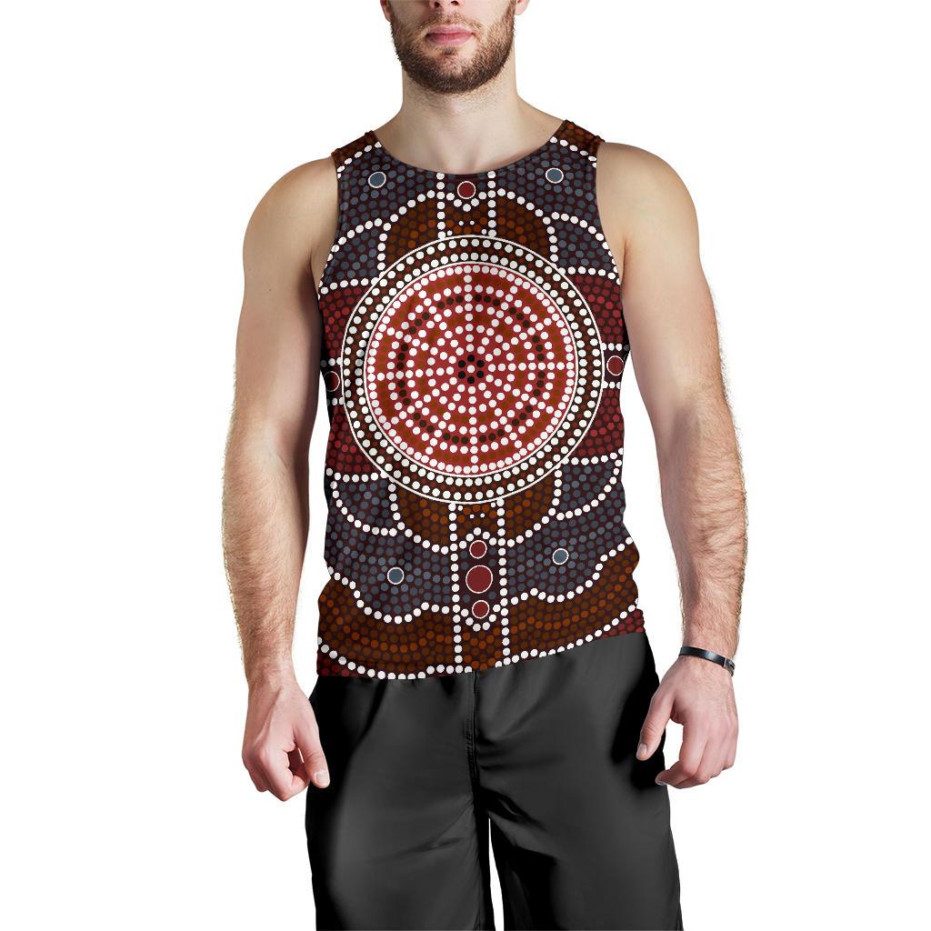 Men Tank Top - Aboriginal Dot Painting Mens Tank Ver03 - Vibe Hoodie Shop