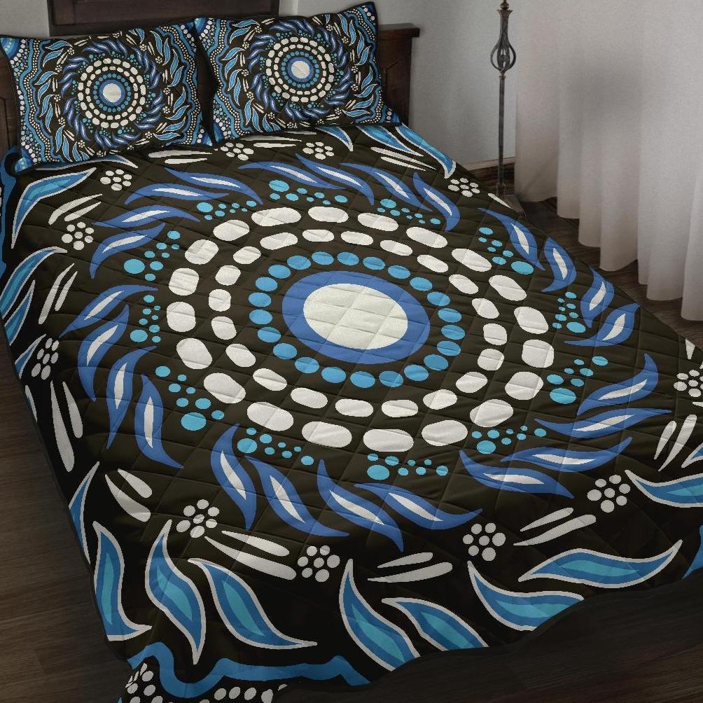 Aboriginal Quilt Bed Set - Indegenous Dot Painting Art - Vibe Hoodie Shop
