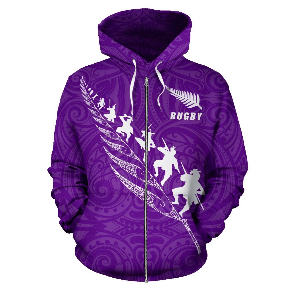 New Zealand Rugby Hoodie, Haka Fern Zip Up Hoodie - Vibe Hoodie Shop