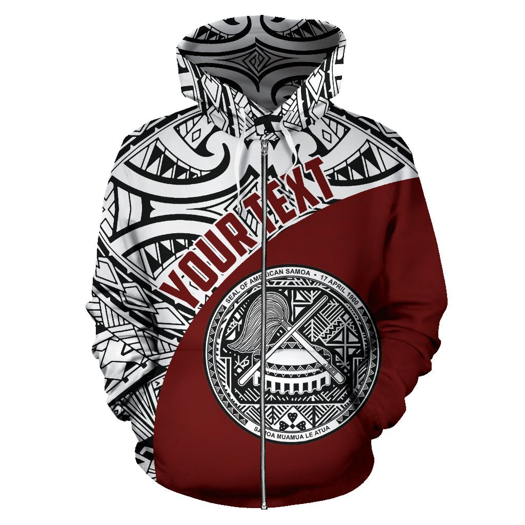 American Samoa Zip Hoodie Coat Of Arms Polynesian Wave (Custom) - Vibe Hoodie Shop