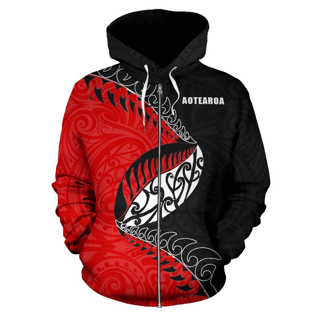 New Zealand Rugby Zip Up Hoodie, Aotearoa Rugby Fern Zipper Hoodie - Vibe Hoodie Shop