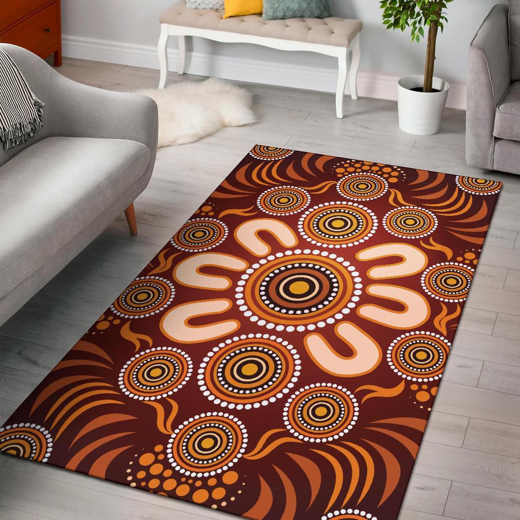 Aboriginal Area Rug - Circle Flowers Patterns Ver03 - Vibe Hoodie Shop