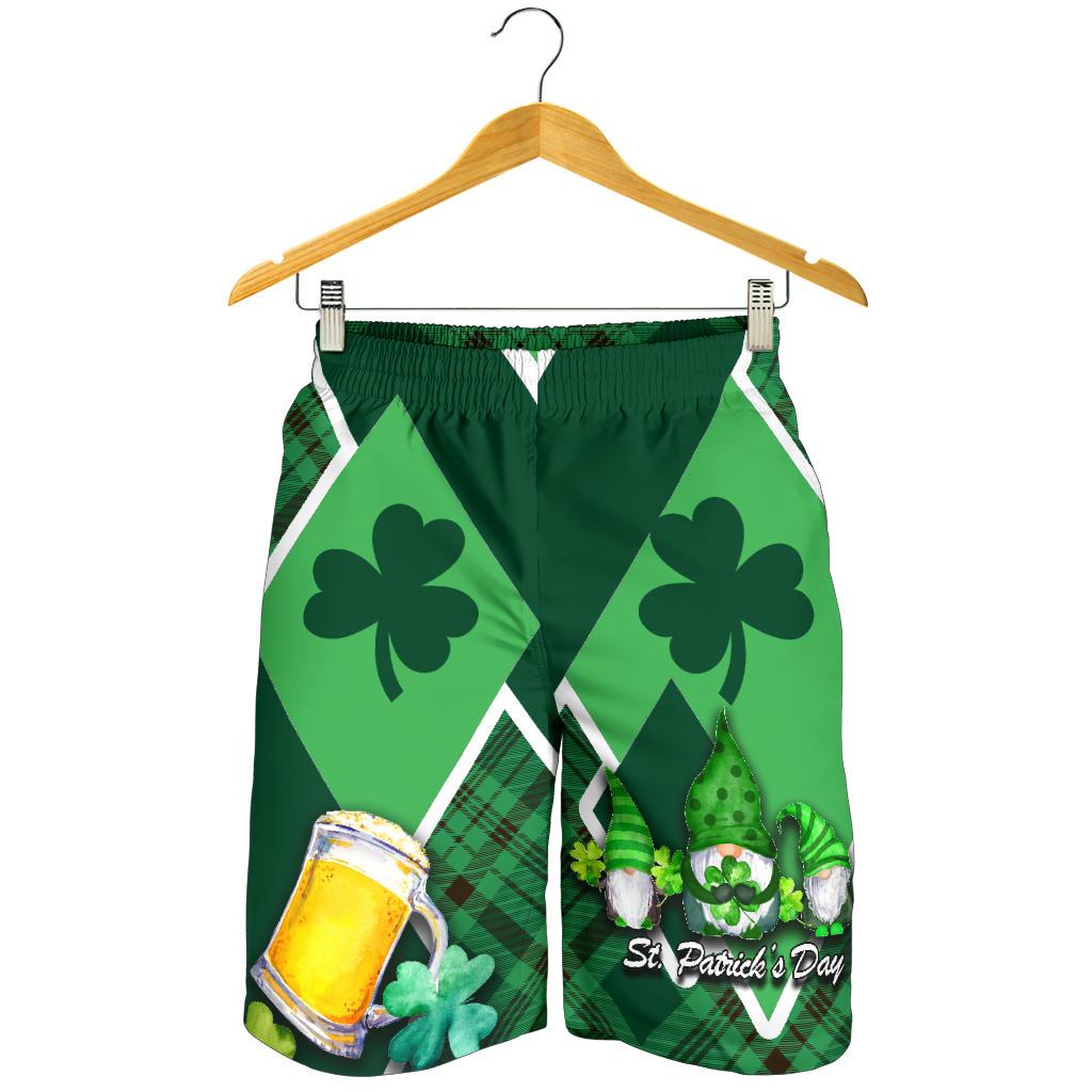 St. Patrick Day Ireland Gnome All Over Print Men's Shorts Shamrock - Vibe Hoodie Shop