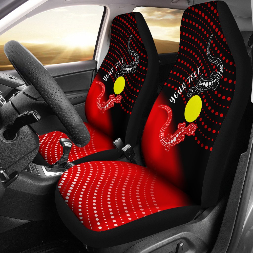 Custom Aboriginal Car Seat Covers - Two Indigenous Lizard - Vibe Hoodie Shop
