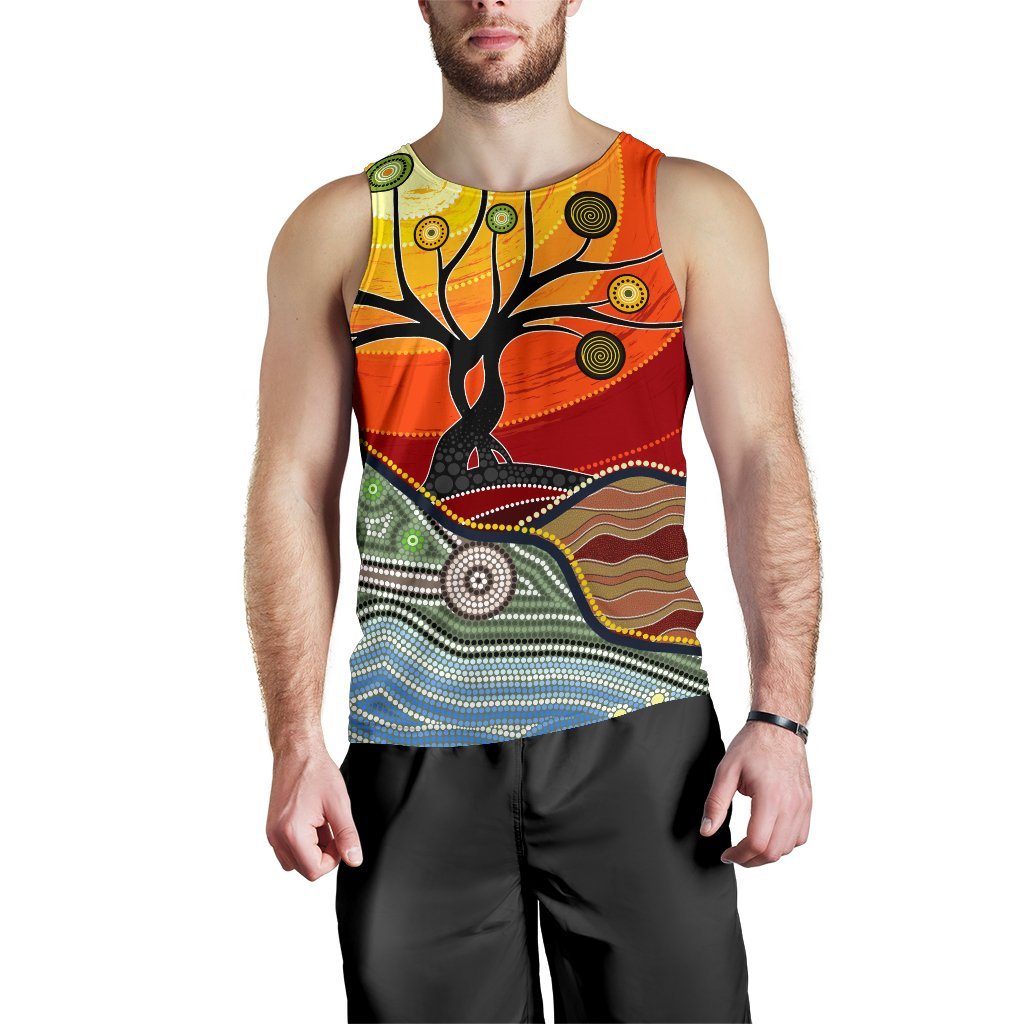 Men's Tank Top - Australian Aboriginal Tree - Vibe Hoodie Shop