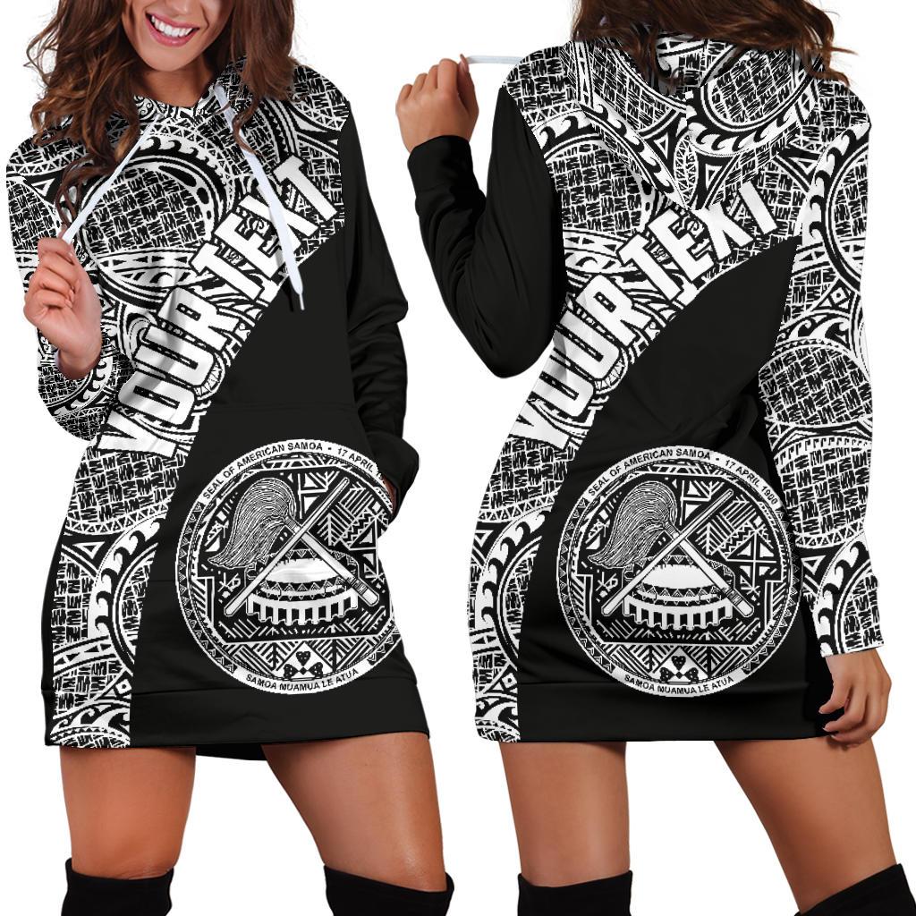 American Samoa Women's Hoodie Dress Coat Of Arms Polynesian Wave White (Custom) - Vibe Hoodie Shop