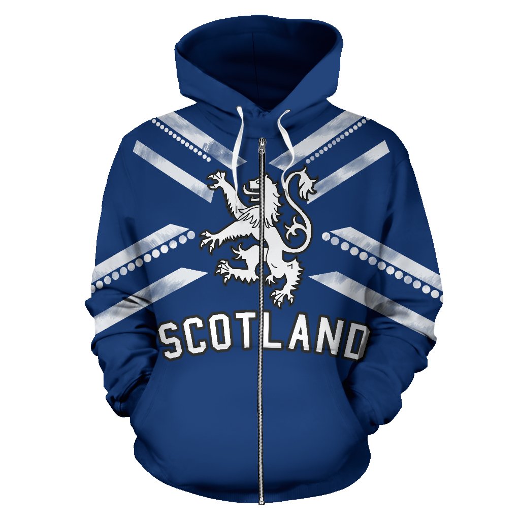 Scotland Flag And Lion All Over Zip - Up Hoodie - Vibe Hoodie Shop