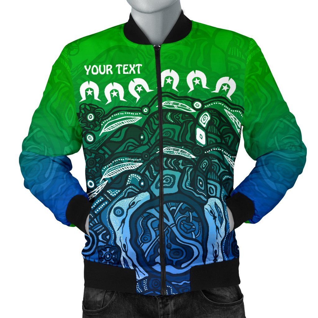 Custom Torres Strait Islands Men's Bomber Jacket - Blue - Vibe Hoodie Shop