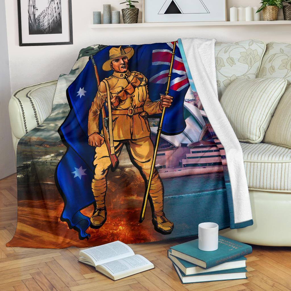 ANZAC Premium Blanket - Australian Soldier - Vibe Hoodie Shop