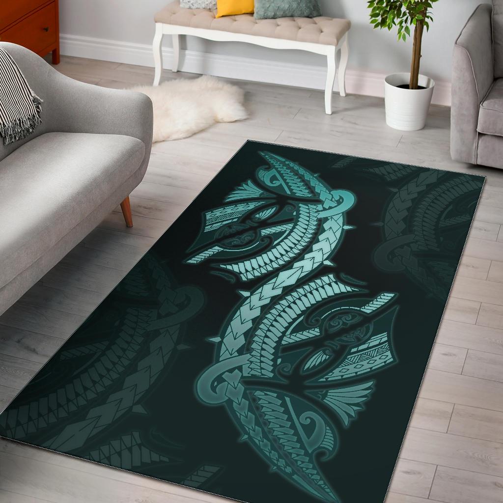 Polynesian Area Rug Turquoise - Vibe Hoodie Shop