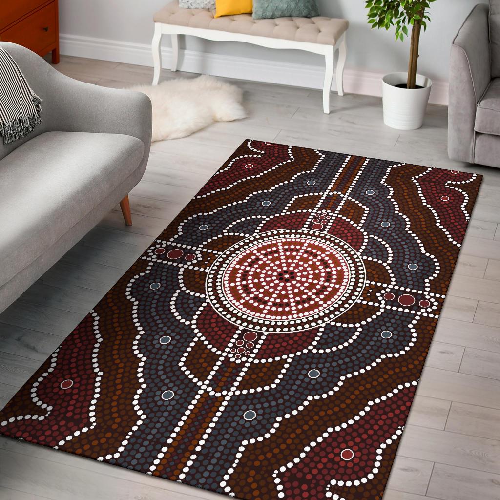 Area Rug - Aboriginal Dot Painting Rug Ver03 - Vibe Hoodie Shop