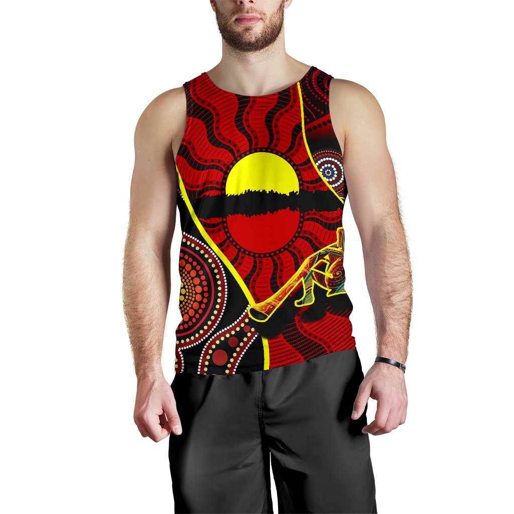 Men's Tank Top - Australia Aboriginal Dots With Didgeridoo - Vibe Hoodie Shop