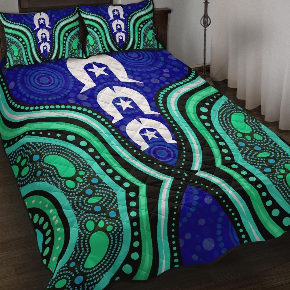 Torres Strait Quilt Bed Set - Torres Strait Symbol And Aboriginal Patterns - Vibe Hoodie Shop