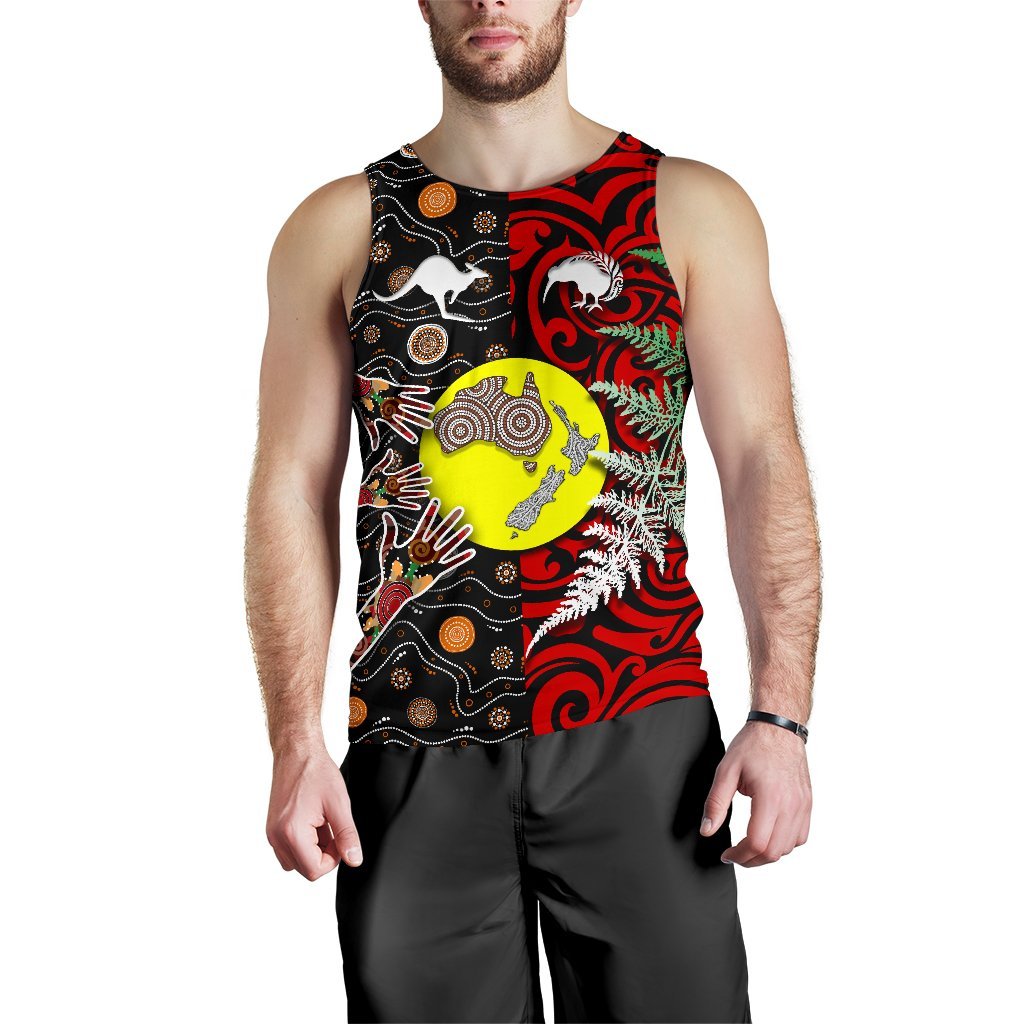 New Zealand Australia Men Tank Top - Maori Aboriginal - Vibe Hoodie Shop