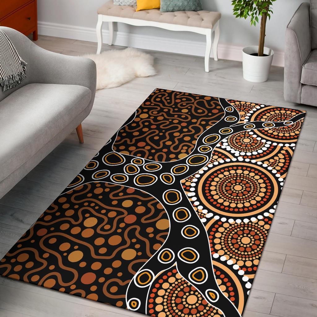 Area Rug - Aboriginal Dot Art Painting With Tree - Vibe Hoodie Shop