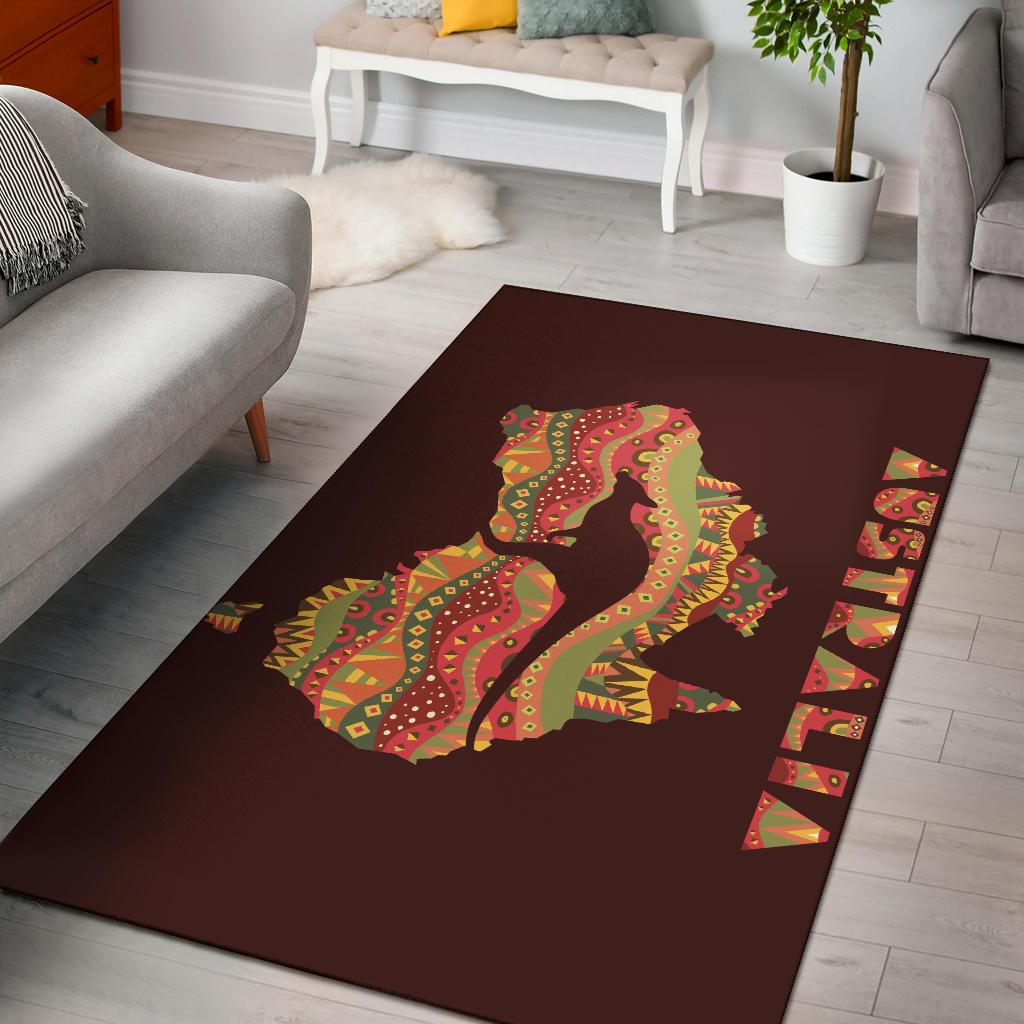 Area Rug - Australia Map Rug Aboriginal Patterns - Vibe Hoodie Shop