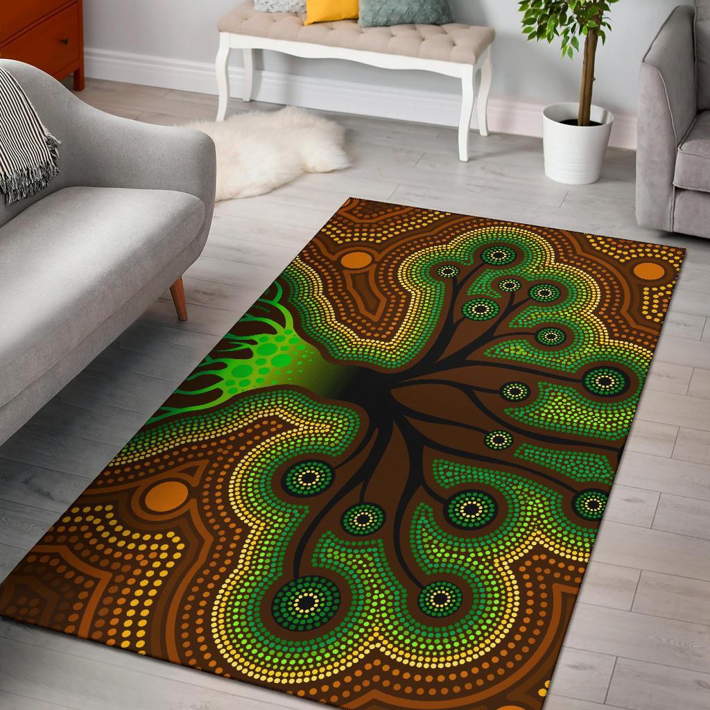 Aboriginal Area Rug - Tree Dot Painting Art - Vibe Hoodie Shop