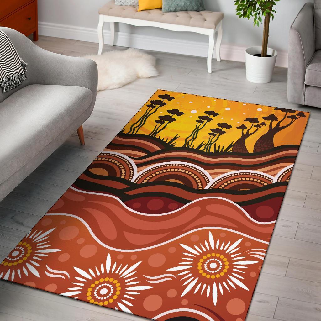 Aboriginal Area Rug - Boab Tree Dot Painting Ver01 - Vibe Hoodie Shop