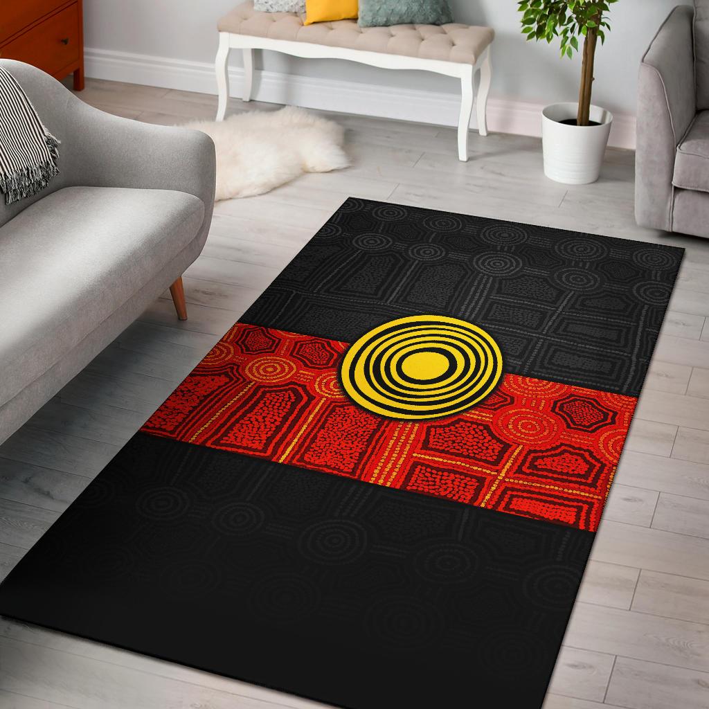 Aboriginal Area Rug - Aussie Indigenous Flag - Vibe Hoodie Shop