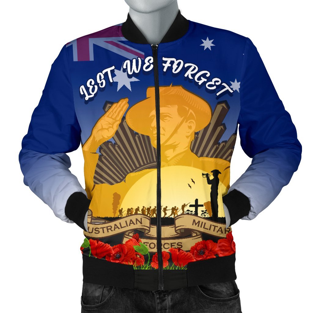 Men's Bomber Jacket - Australia ANZAC Day 2020 And Soldiers - Vibe Hoodie Shop