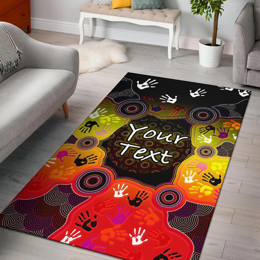 Custom Aboriginal Area Rug, Indigenous Circle Dot Painting Hand Art - Vibe Hoodie Shop