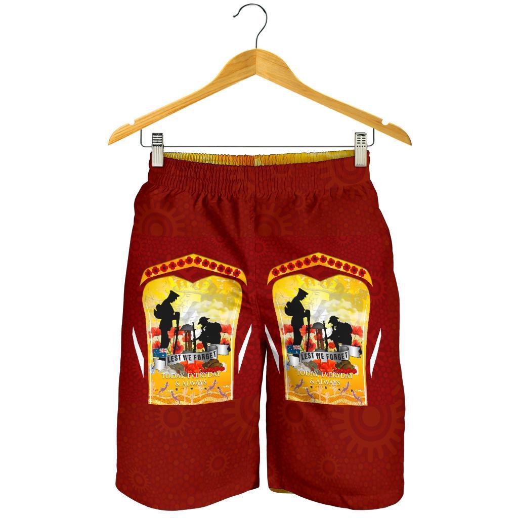 ANZAC All Over Print Men's Shorts - Lest We Forget Aboriginal Version - Vibe Hoodie Shop