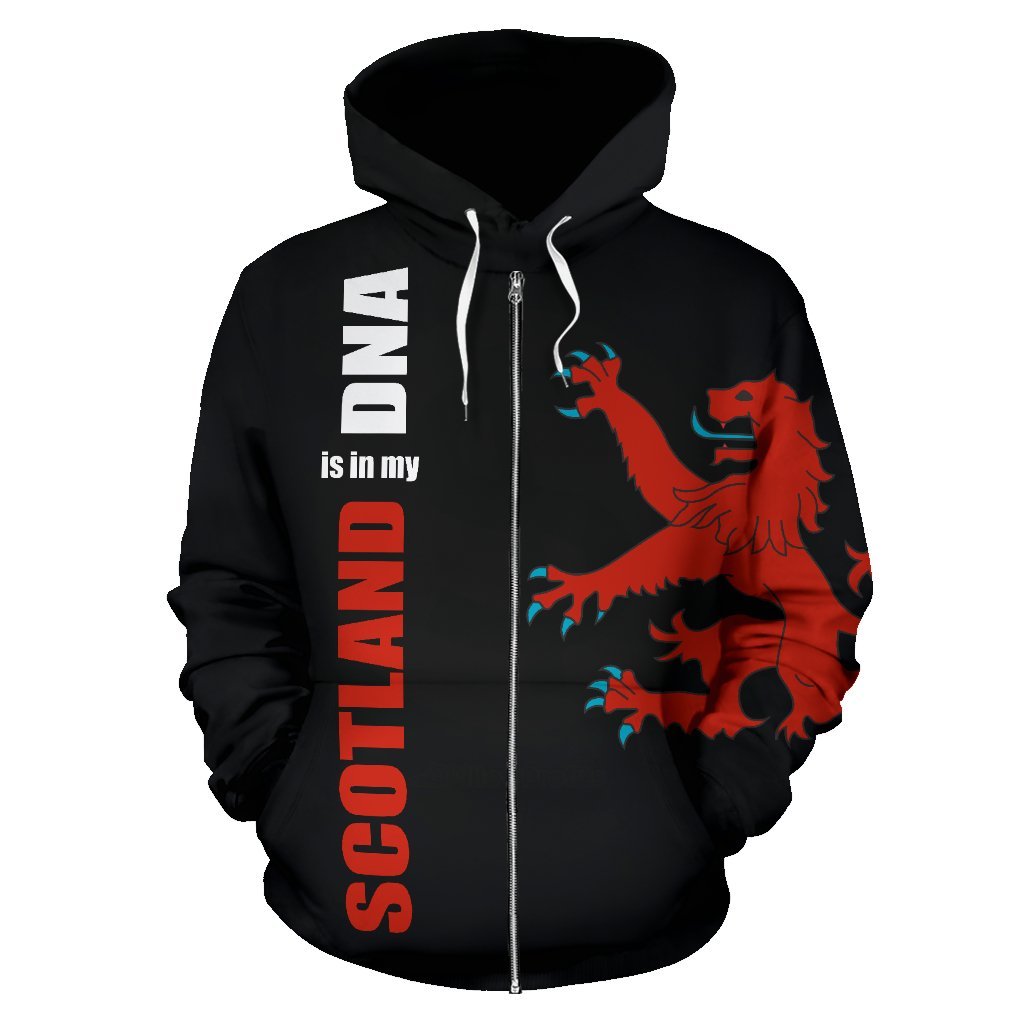 Rugby Lion Rampant Of Scotland Zip Up Hoodie Black - Vibe Hoodie Shop