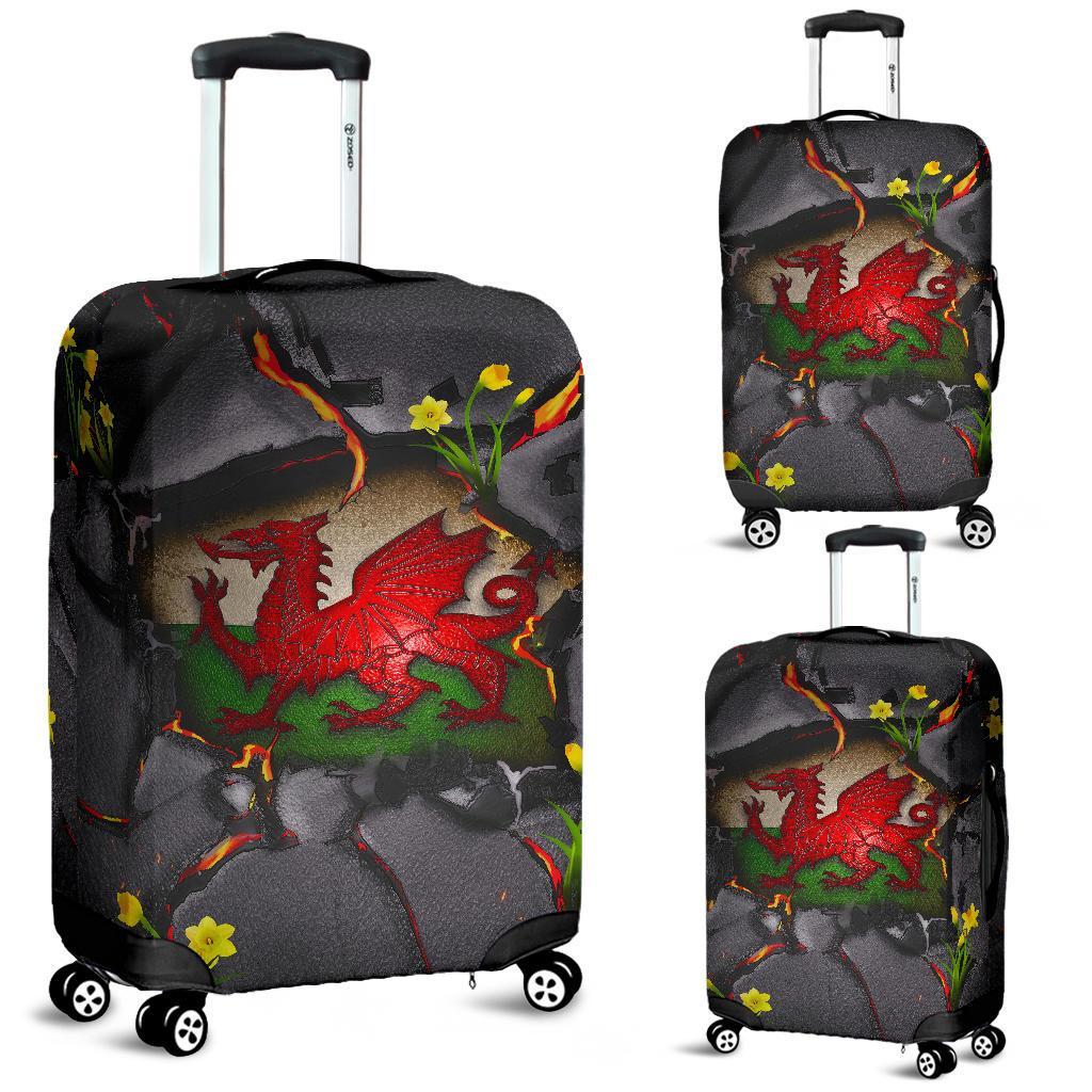Wales Luggage Covers - Welsh Dragon Daffodil Lava - Vibe Hoodie Shop