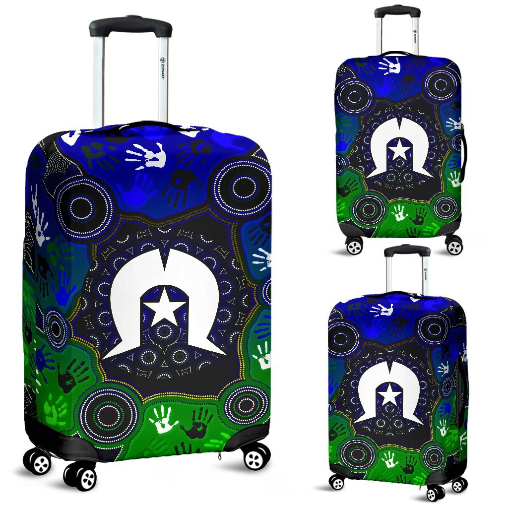 Aboriginal Luggage Covers - Torres Strait Symbol With Indigenous Patterns - Vibe Hoodie Shop