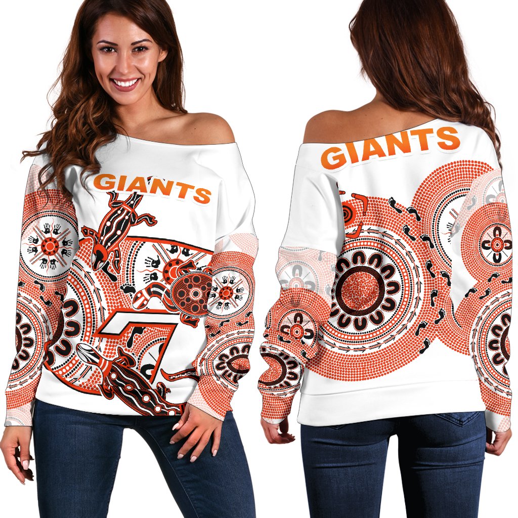 Giants Women's Off Shoulder Sweater Simple Indigenous - Vibe Hoodie Shop