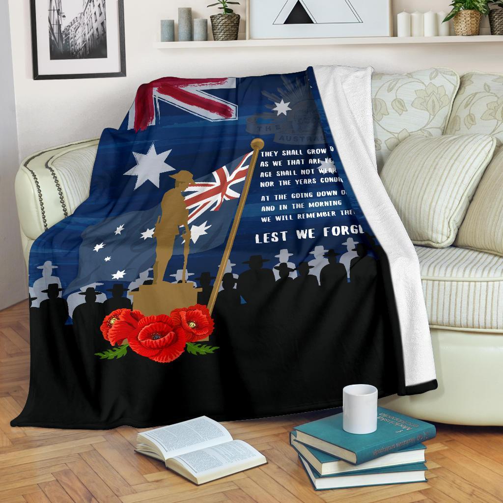 ANZAC Premium Blanket - Always Remember Australian ANZAC Day - Vibe Hoodie Shop