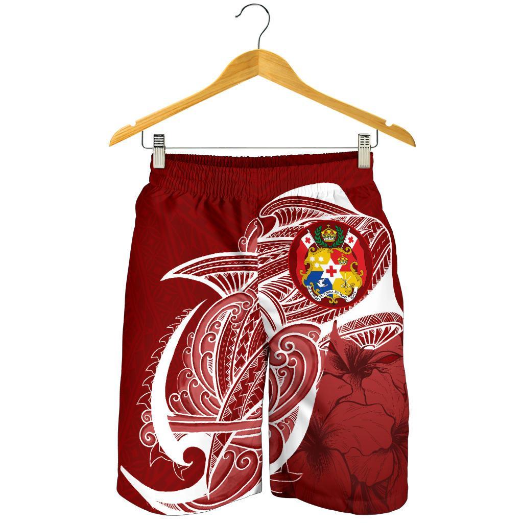 Tonga All Over Print Men's Shorts Shark Coat Of Arms - Vibe Hoodie Shop