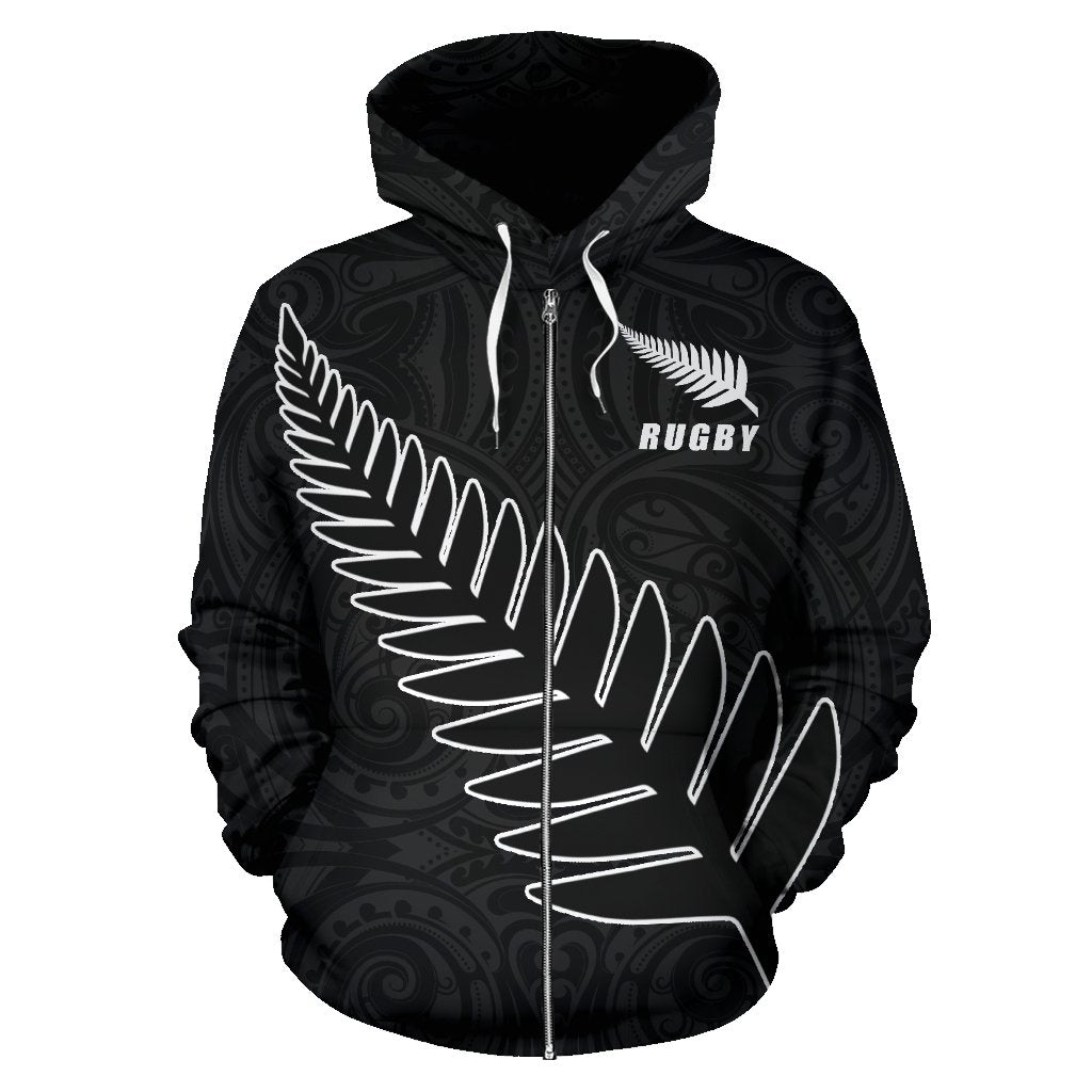 New Zealand Rugby Zip Up Hoodie, Silver Fern Rugby Zipper Hoodie - Vibe Hoodie Shop