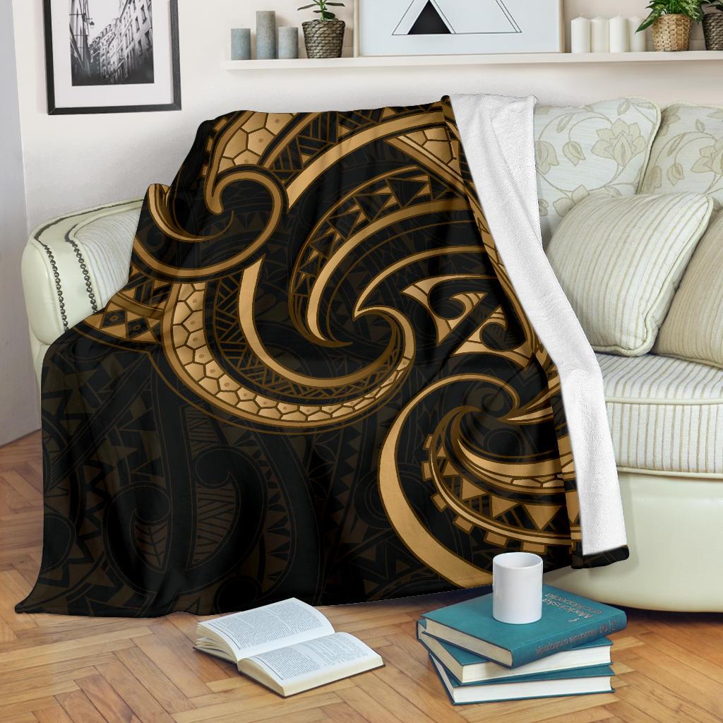 New Zealand Maori Mangopare Premium Blanket Polynesian - Gold - Vibe Hoodie Shop