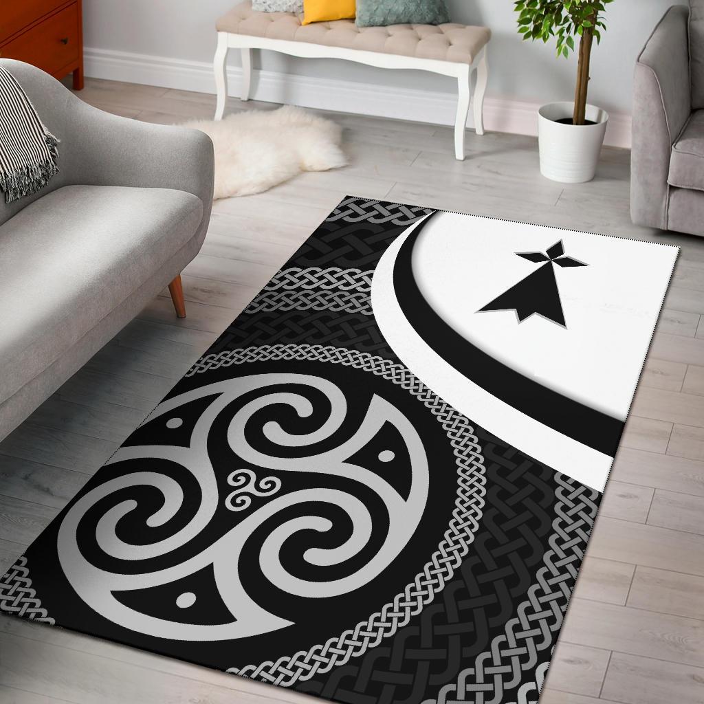 Celtic Area Rug - Brittany Flag With Celtic Patterns - Vibe Hoodie Shop