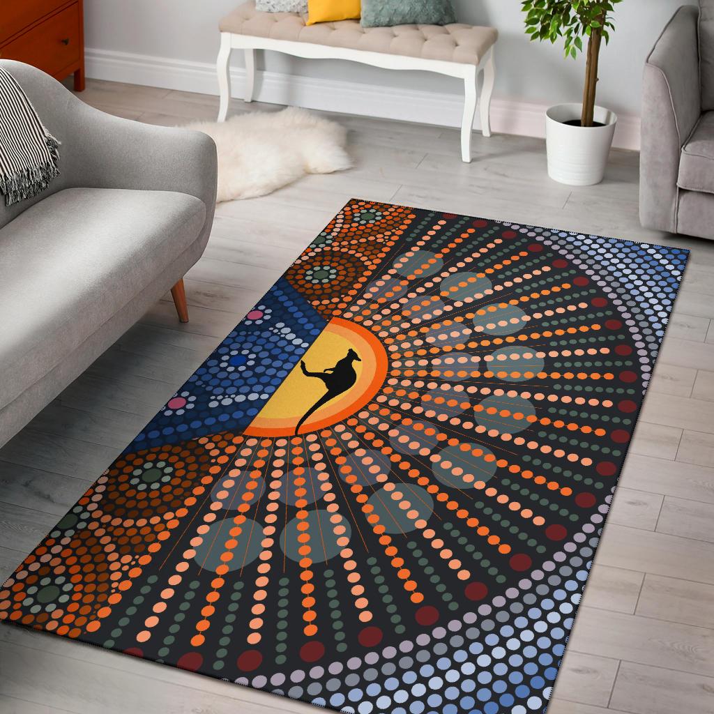 Area Rug - Aboriginal Dot Painting Rug Kangaroo Ver03 - Vibe Hoodie Shop