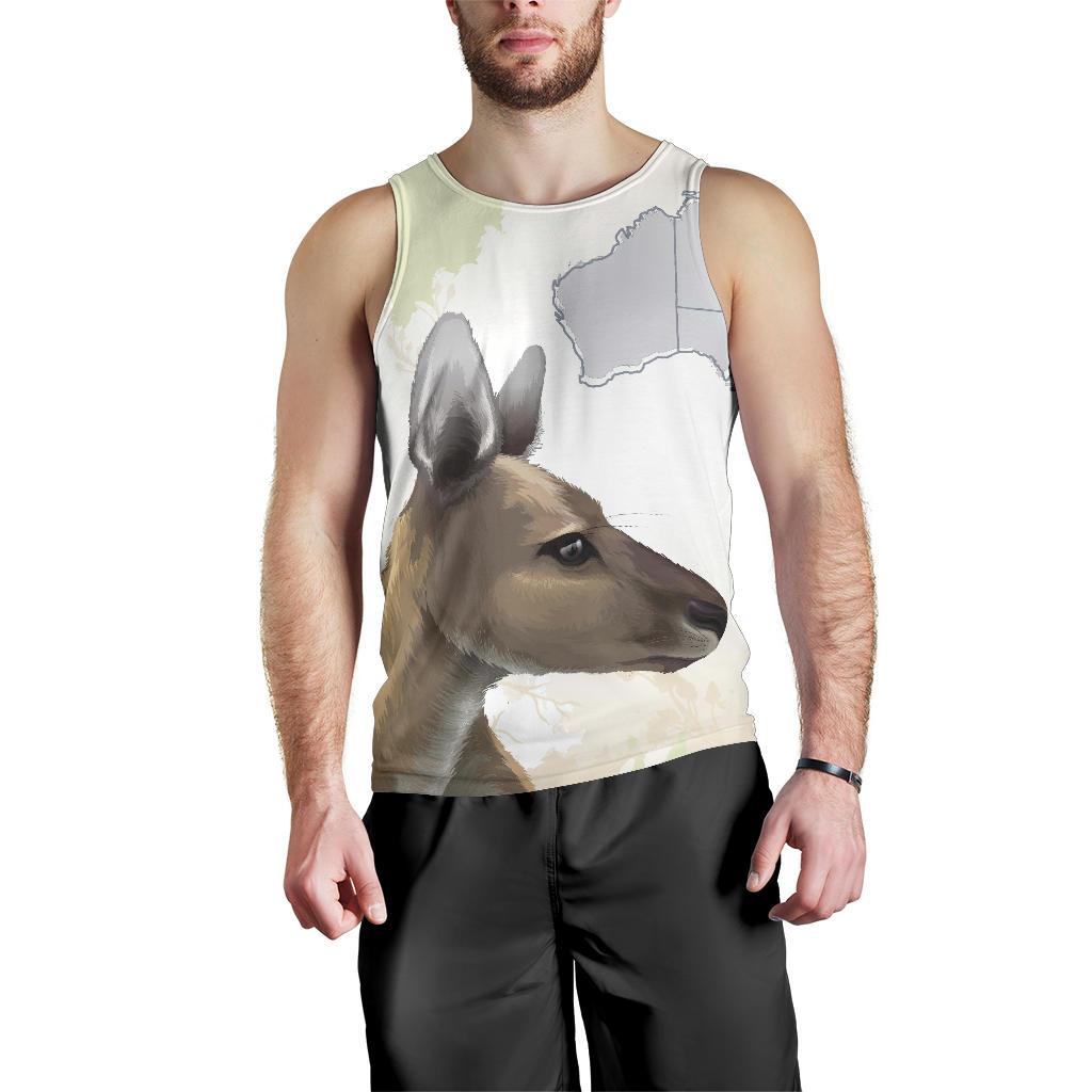 Men Tank Top - Kangaroo Mens Tank Australia Map - Vibe Hoodie Shop