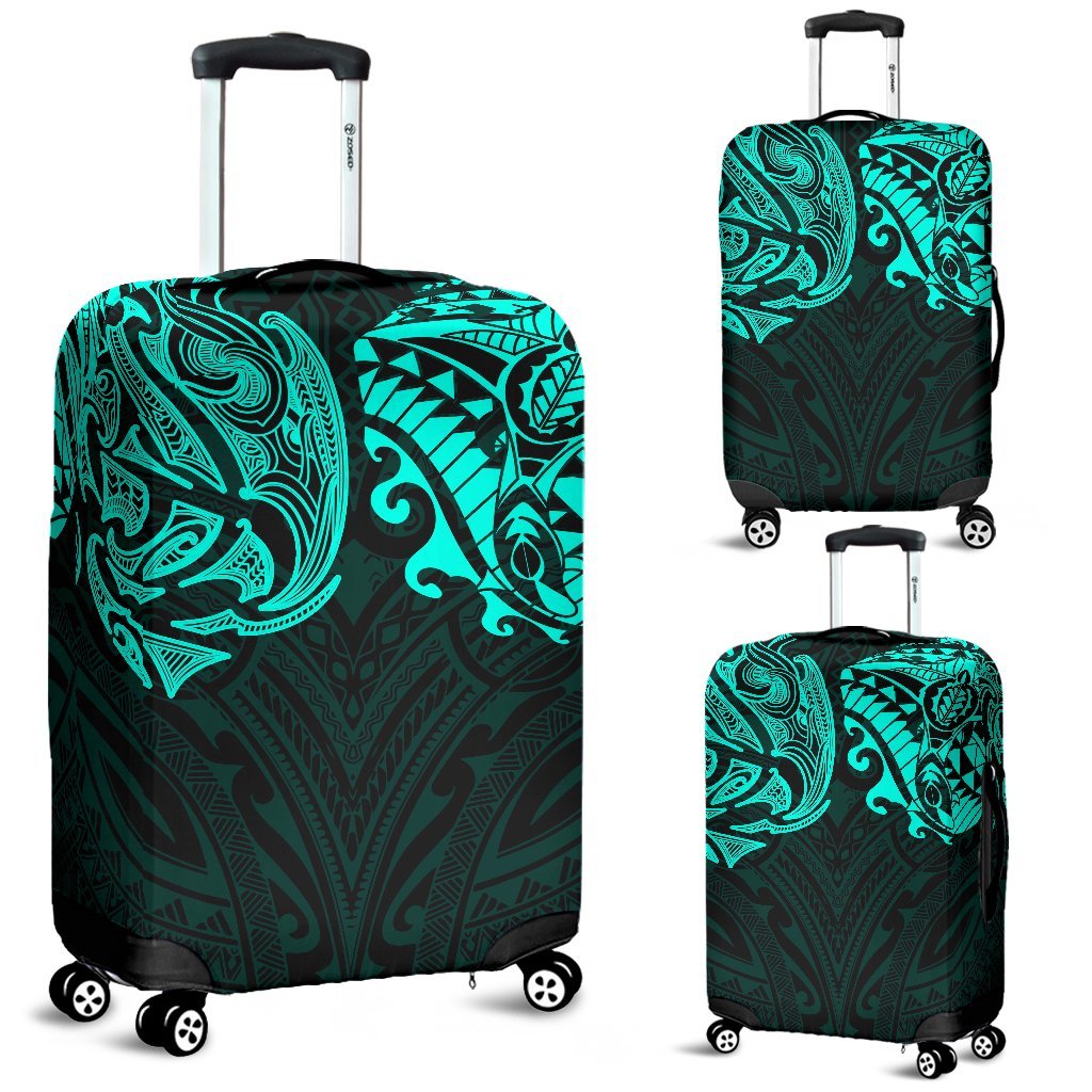 New Zealand Luggage Covers, Maori Polynesian Tattoo Turquoise - Vibe Hoodie Shop