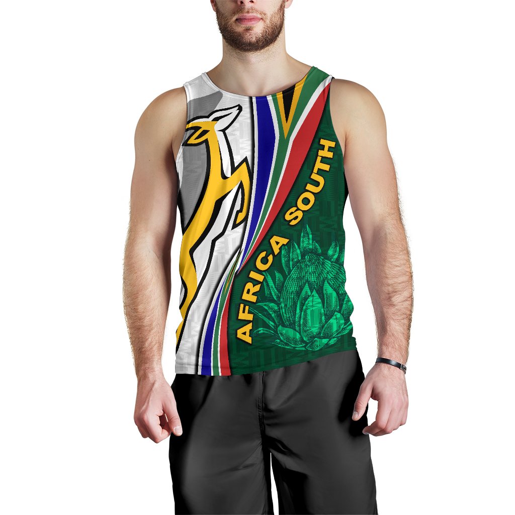 South Africa Men Tank Top Springboks Rugby Be Unique - White - Vibe Hoodie Shop