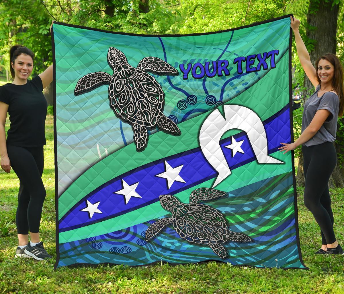 Personalised Premium Quilt - Torres Strait Flag And Turtle - Vibe Hoodie Shop