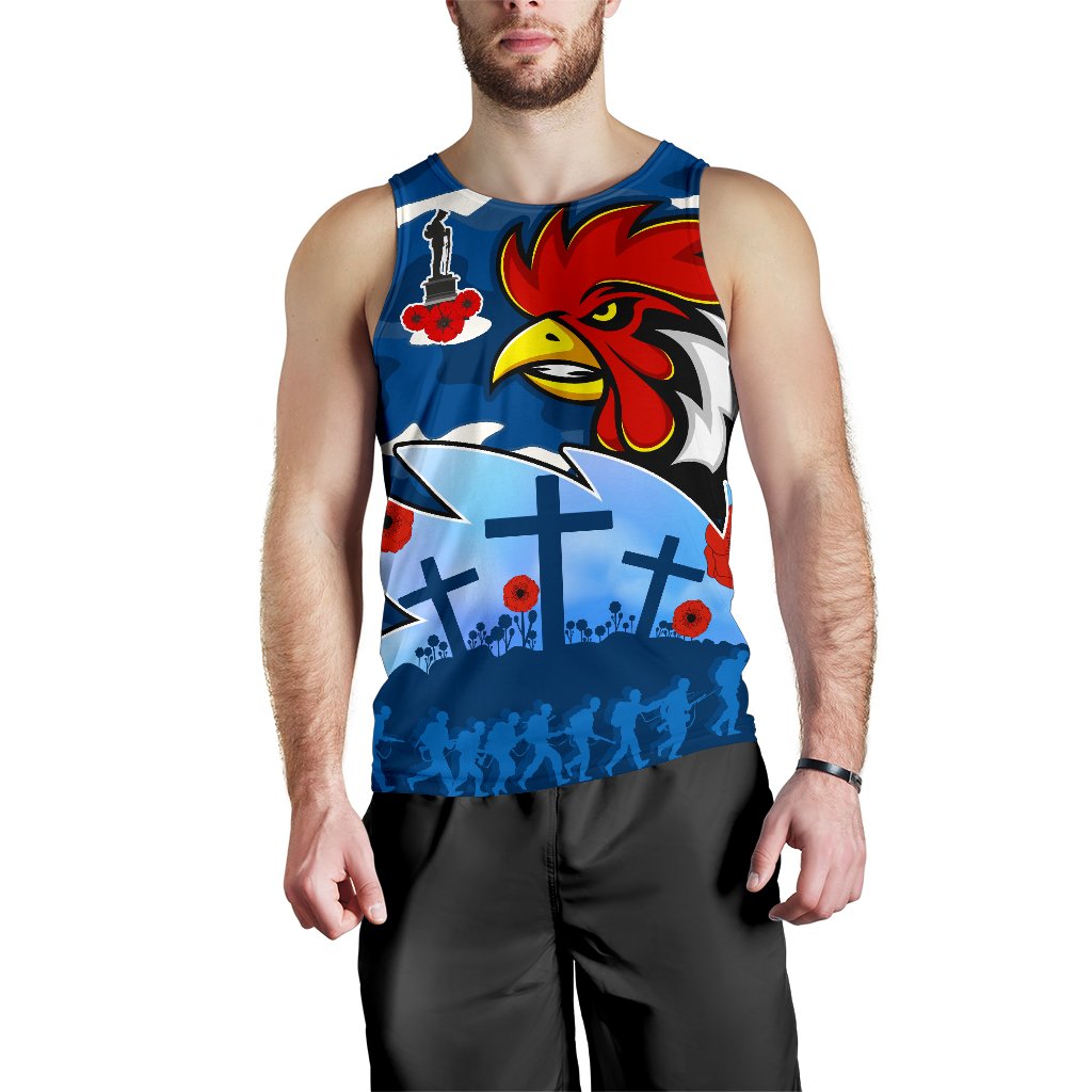 Roosters ANZAC Day Men Tank Top Military - Blue - Vibe Hoodie Shop