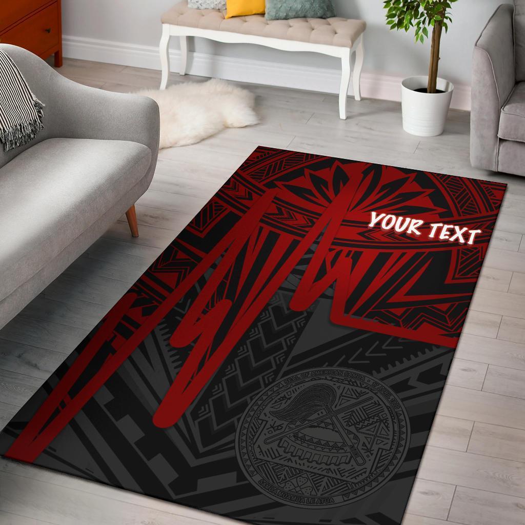 American Samoa Personalised Area Rug - Seal With Polynesian Pattern Heartbeat Style (Red) - Vibe Hoodie Shop