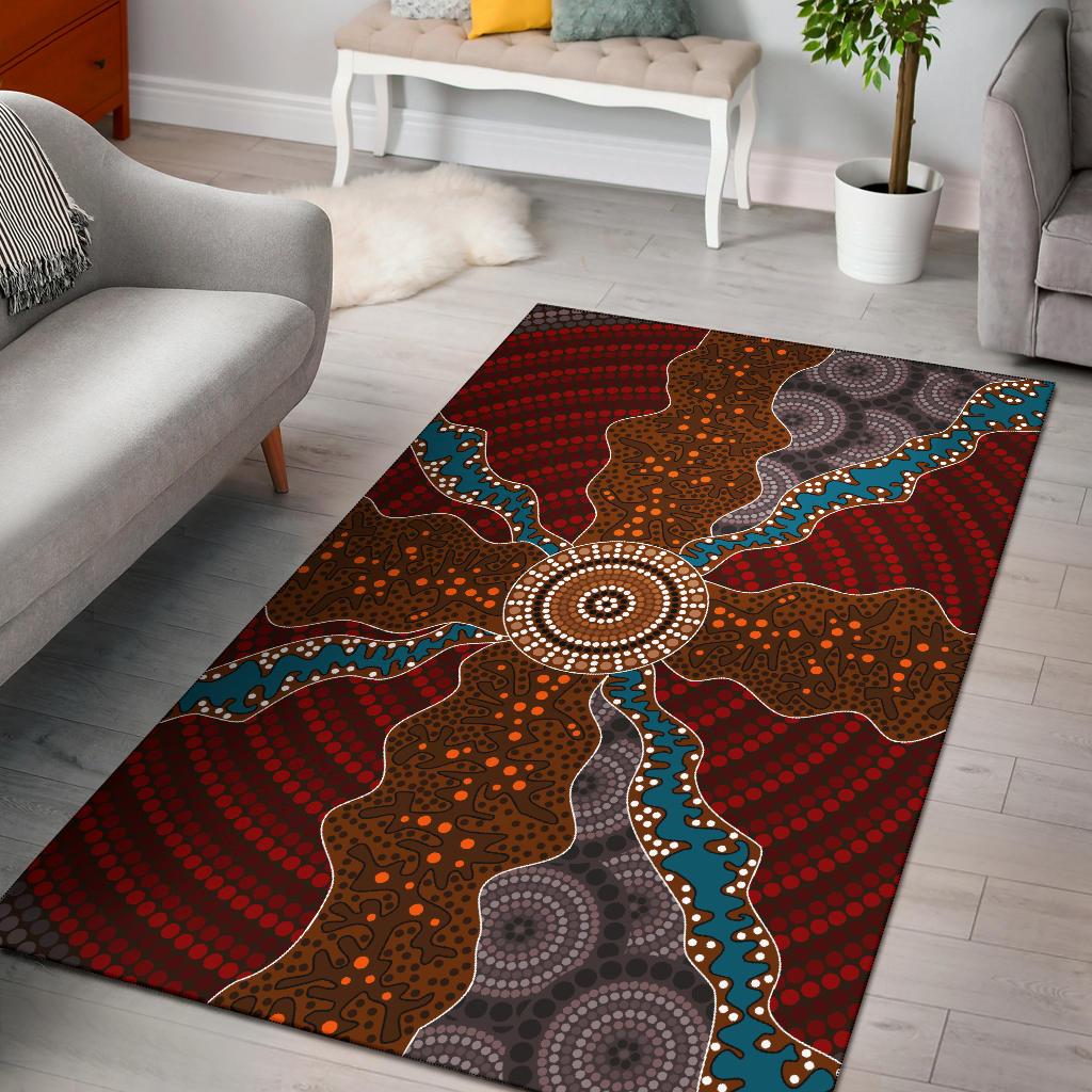 Area Rug - Aboriginal Dot Painting Rug Ver06 - Vibe Hoodie Shop