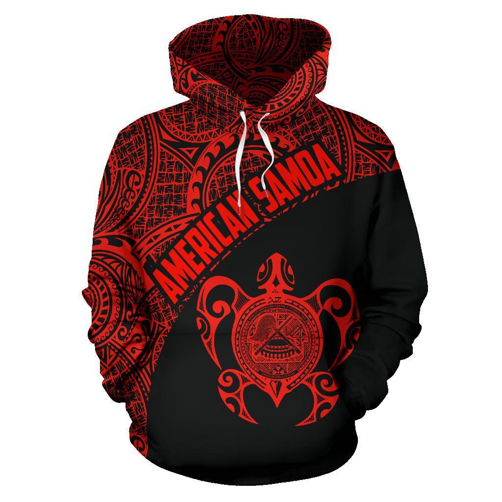 American Samoa Polynesian Hoodie Coat Of Arms In Turtle Red - Vibe Hoodie Shop