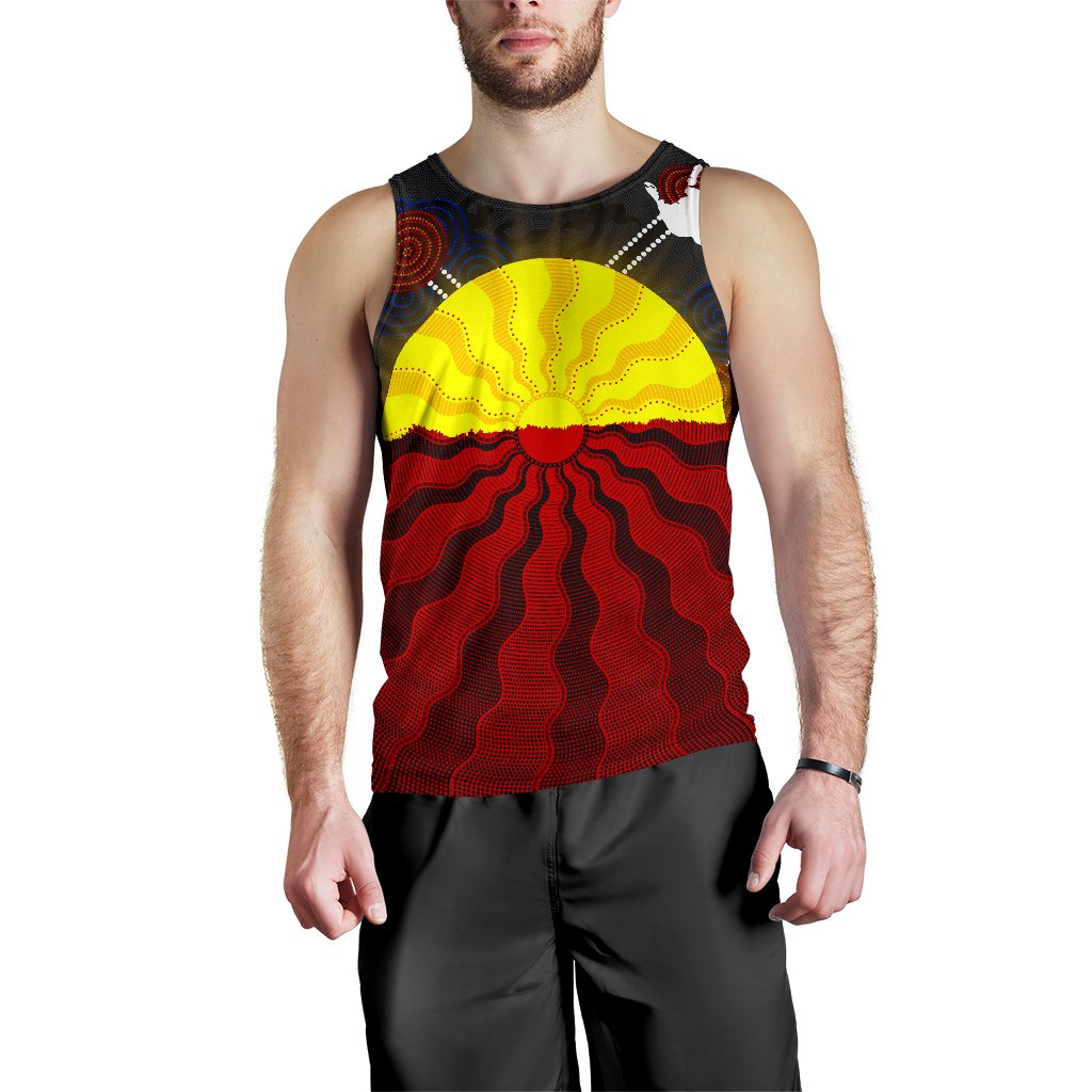 Aboriginal Men's Tank Top, Aboriginal Lives Matter Flag Sun Dot Painting - Vibe Hoodie Shop