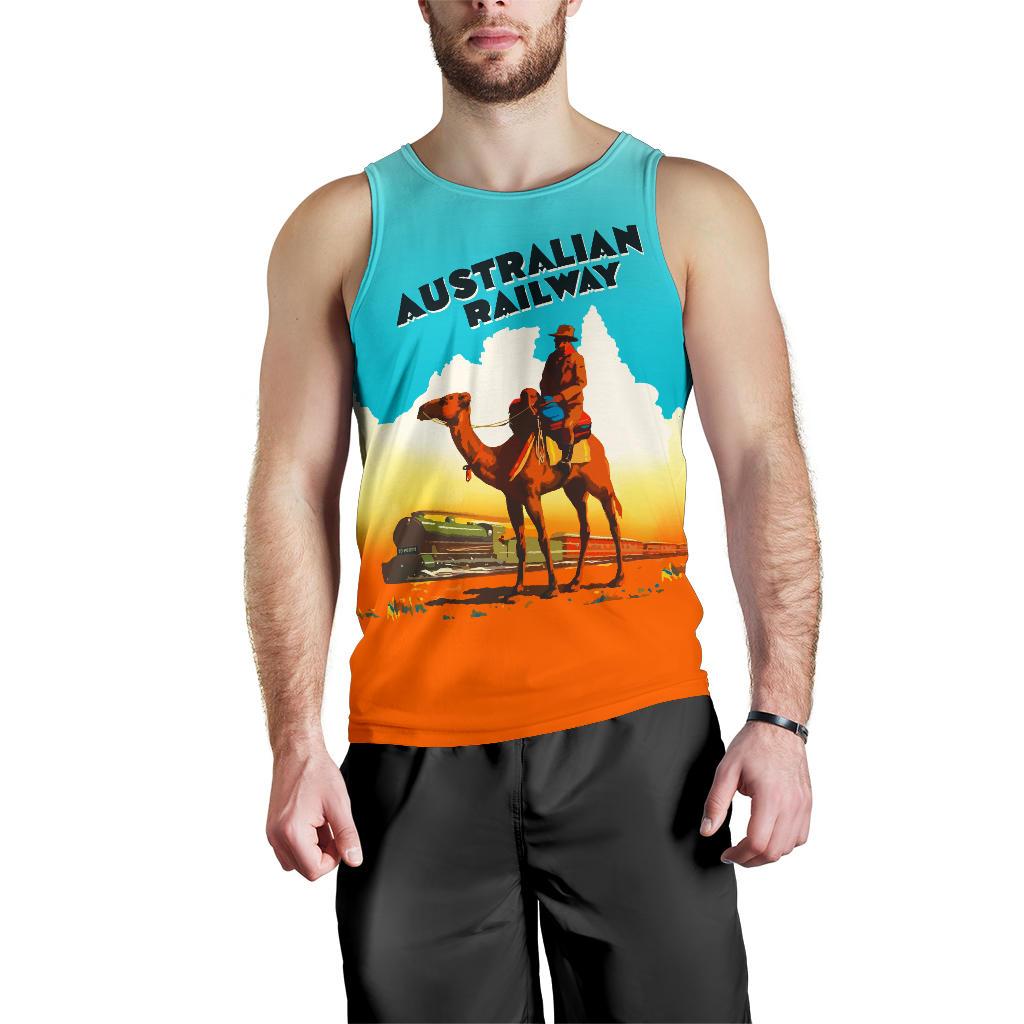 Men Tank Top - Camel Mens Tank Australian Railway - Vibe Hoodie Shop