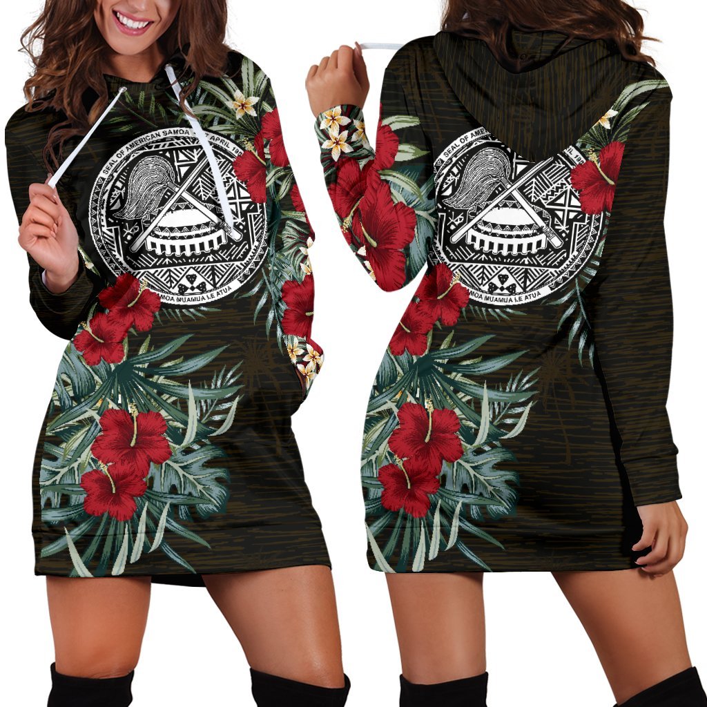 American Samoa Hibiscus Hoodie Dress - Vibe Hoodie Shop