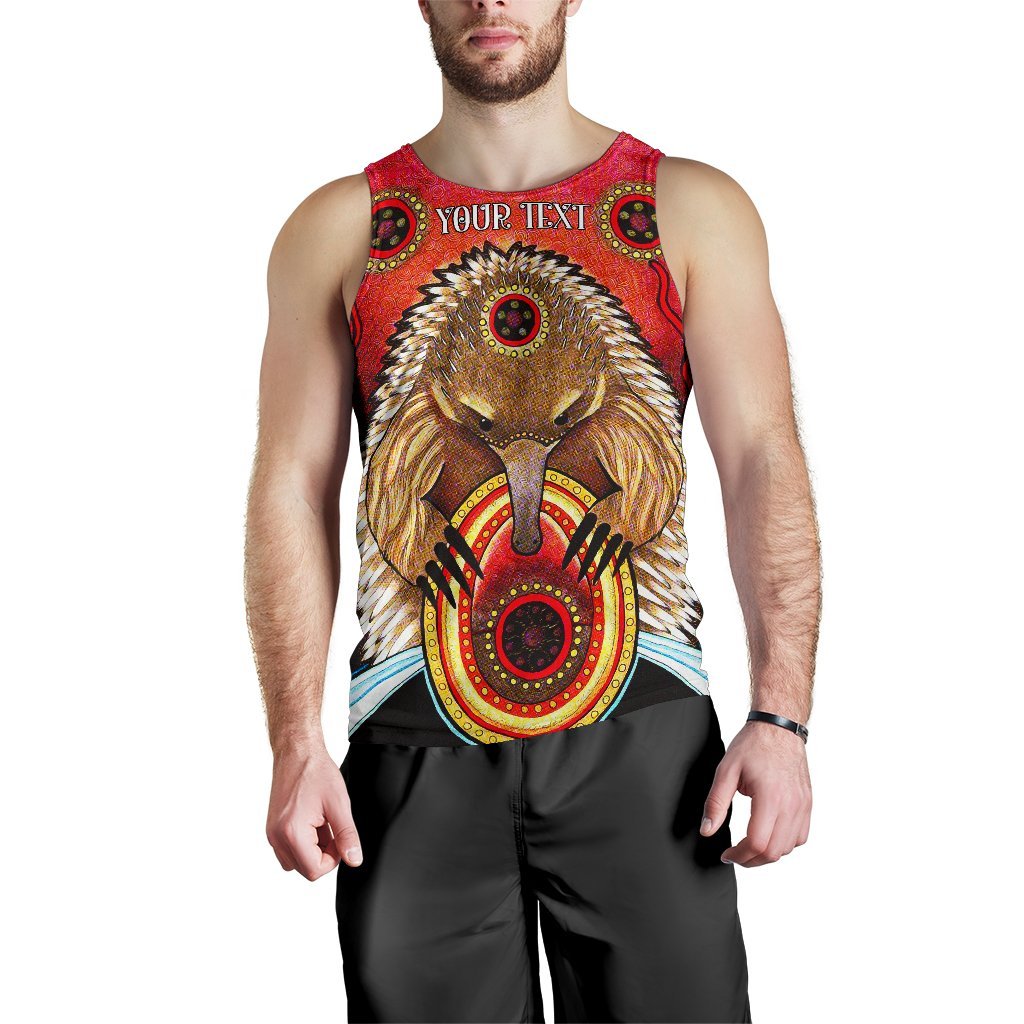 Custom Aboriginal Men's Tank Top - Australian Echidna - Vibe Hoodie Shop