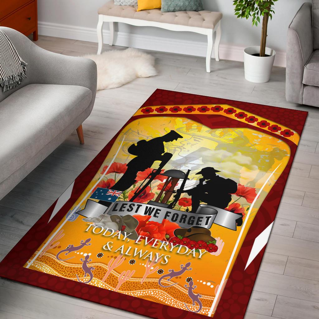 ANZAC Area Rug - Lest We Forget Aboriginal Version - Vibe Hoodie Shop